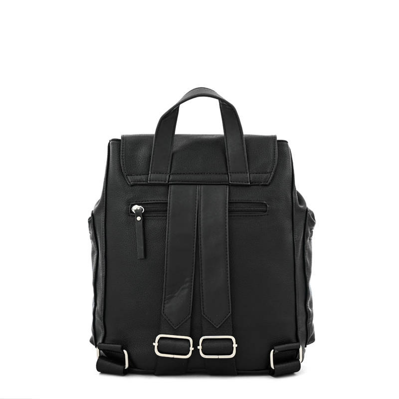 MOCHILA CON TAPA ELVAS MEDIANA NEGRO ESPECIAL - 3