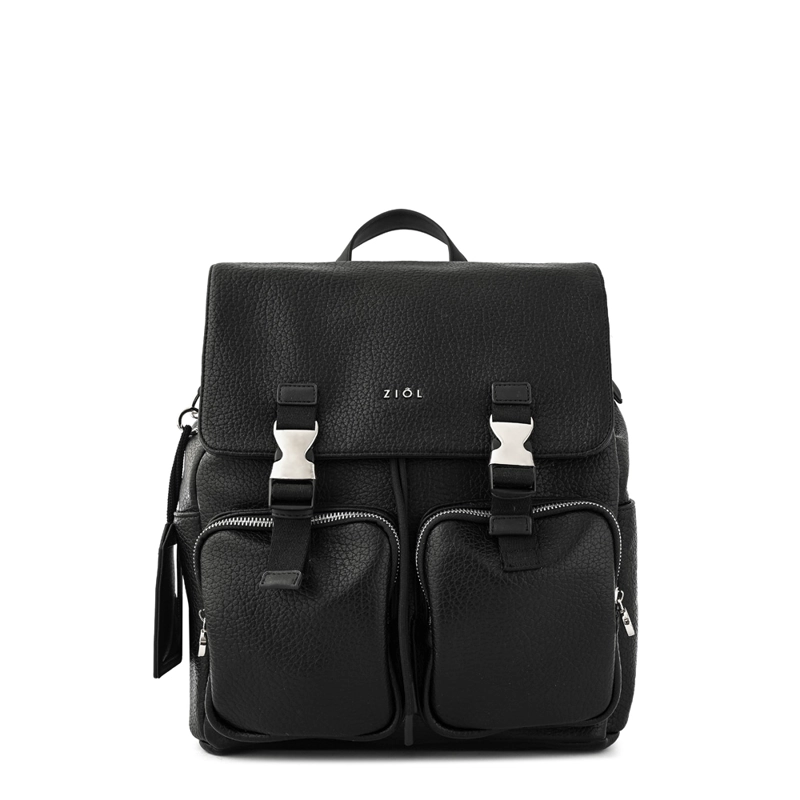 MOCHILA CON TAPA ODELIA MEDIANA NEGRO ESPECIAL - 1