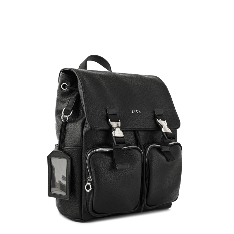 MOCHILA CON TAPA ODELIA MEDIANA NEGRO ESPECIAL - 2