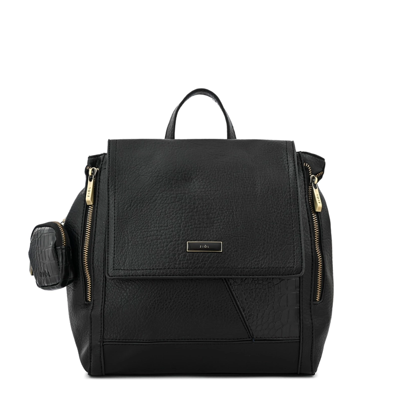 MOCHILA CON TAPA SIRA MEDIANA NEGRO - 1
