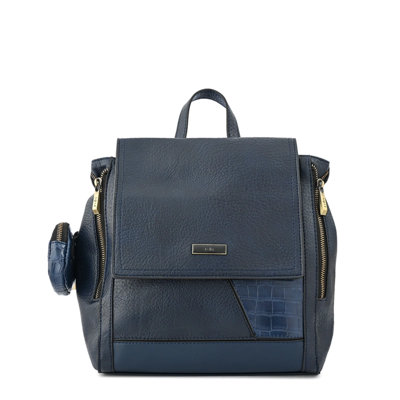 MOCHILA CON TAPA SIRA MEDIANA AZUL OSCURO - 1