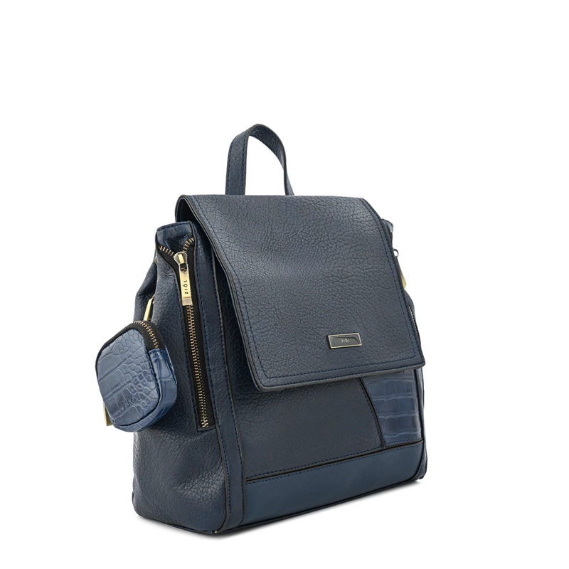 MOCHILA CON TAPA SIRA MEDIANA AZUL OSCURO - 2