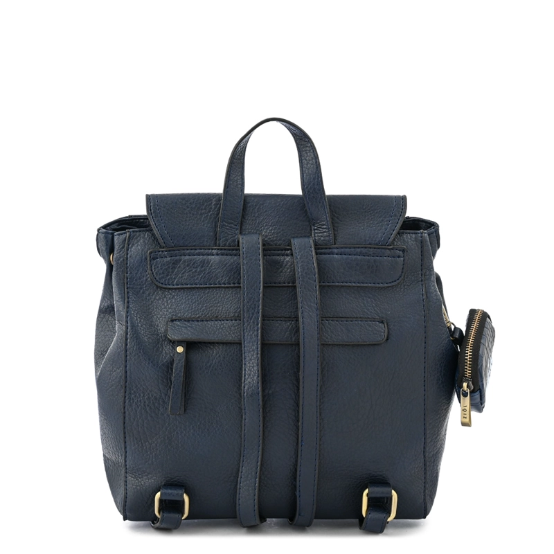 MOCHILA CON TAPA SIRA MEDIANA AZUL OSCURO - 3
