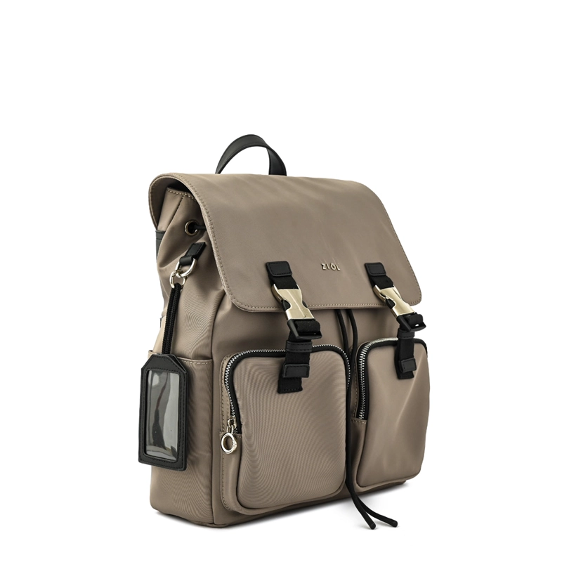 MOCHILA CON TAPA ODELIA MEDIANA BEIGE OSCURO - 2