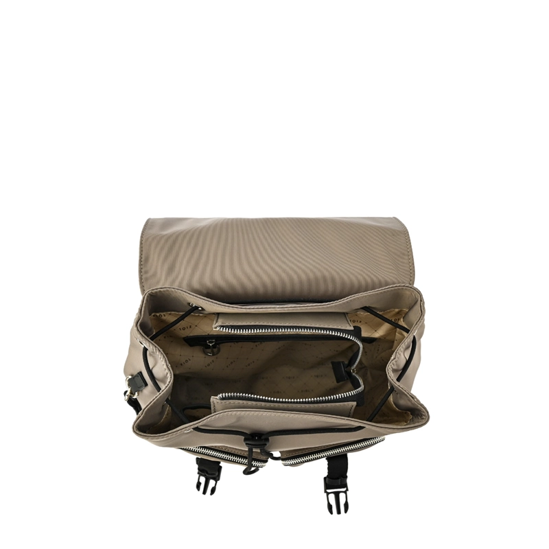 MOCHILA CON TAPA ODELIA MEDIANA BEIGE OSCURO - 4