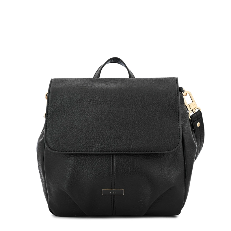 MOCHILA CON TAPA ZAHARA MEDIANA NEGRO - 1