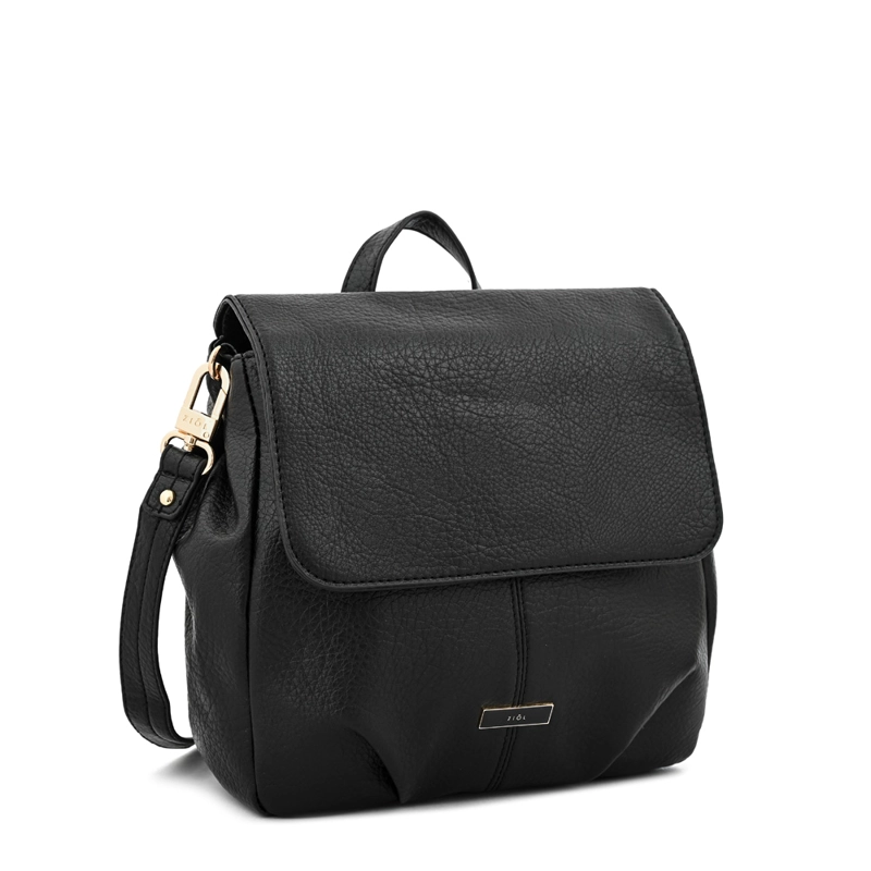 MOCHILA CON TAPA ZAHARA MEDIANA NEGRO - 2