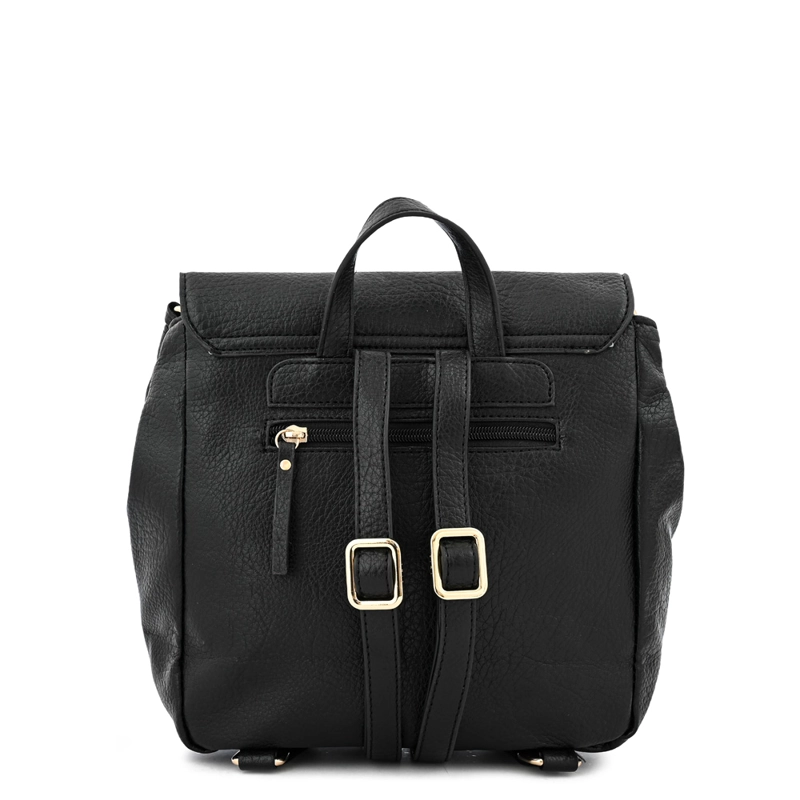 MOCHILA CON TAPA ZAHARA MEDIANA NEGRO - 3