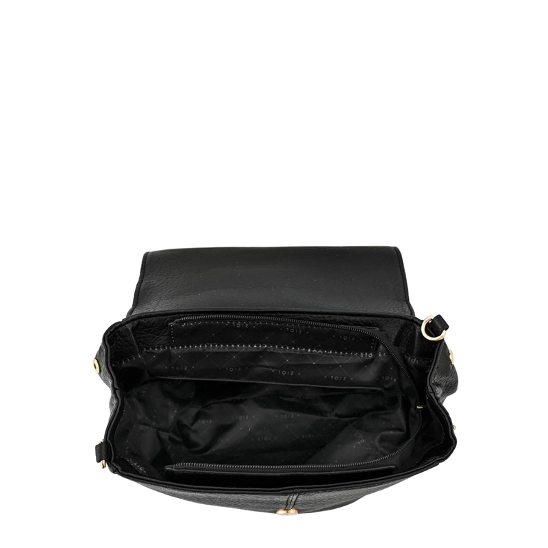 MOCHILA CON TAPA ZAHARA MEDIANA NEGRO - 4