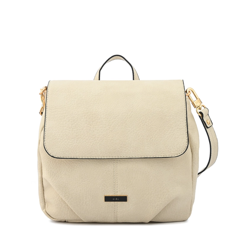 MOCHILA CON TAPA ZAHARA MEDIANA BLANCO CRUDO - 1