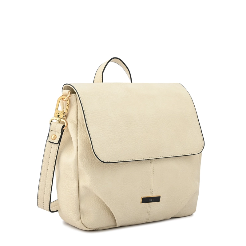 MOCHILA CON TAPA ZAHARA MEDIANA BLANCO CRUDO - 2