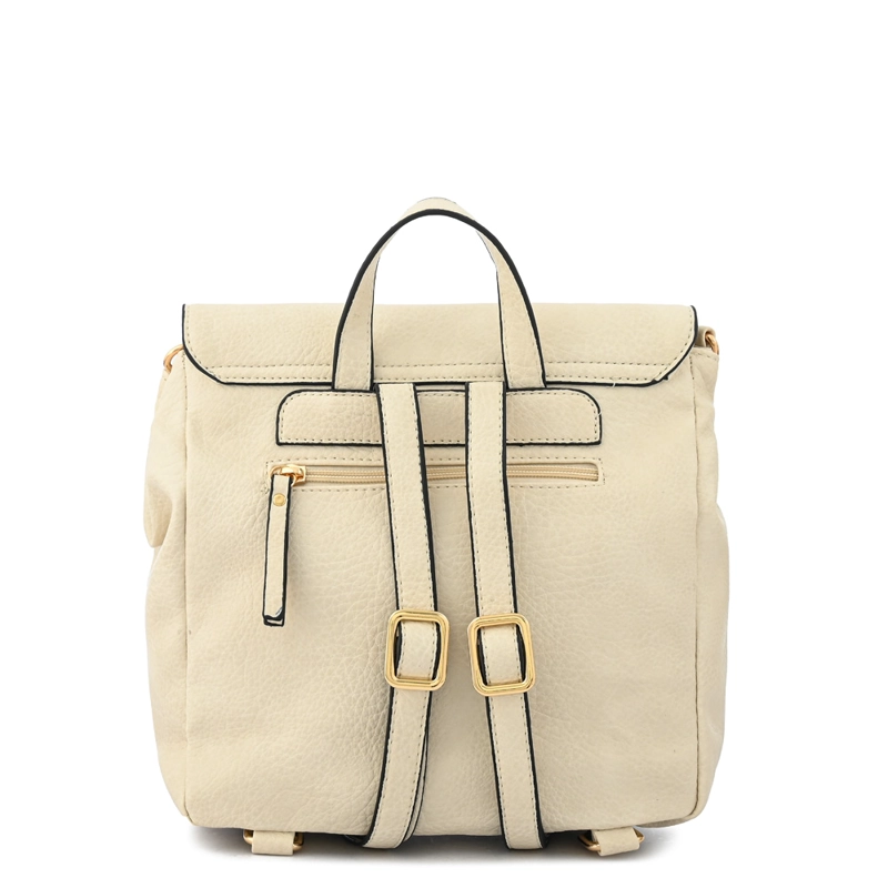 MOCHILA CON TAPA ZAHARA MEDIANA BLANCO CRUDO - 3