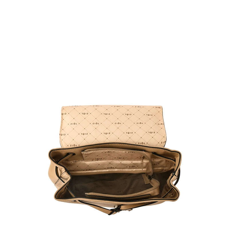 MOCHILA CON TAPA TIARE  MEDIANA BEIGE - 4