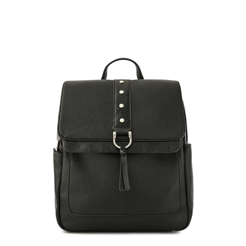 MOCHILA CON TAPA MEDIANA ALTHEA NEGRO ESPECIAL - 1