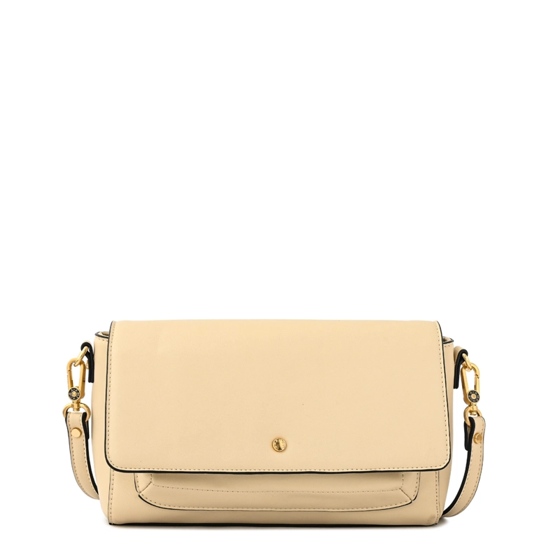 CARTERA BANDOLERA CON TAPA INDARA PEQUEÑA BLANCO CRUDO - 1