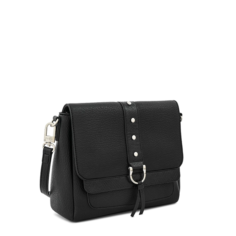 CARTERA BANDOLERA CON TAPA ALTHEA PEQUEÑA NEGRO ESPECIAL - 2