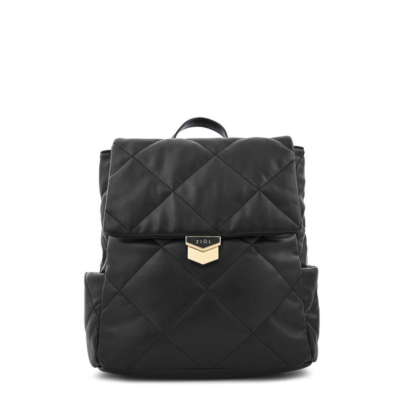 MOCHILA CON TAPA LIESEL MEDIANA NEGRO - 1