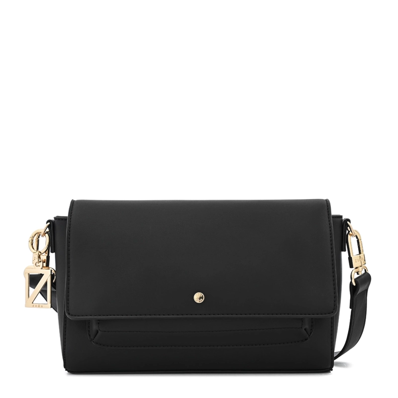 CARTERA BANDOLERA CON TAPA INDARA PEQUEÑA NEGRO - 1
