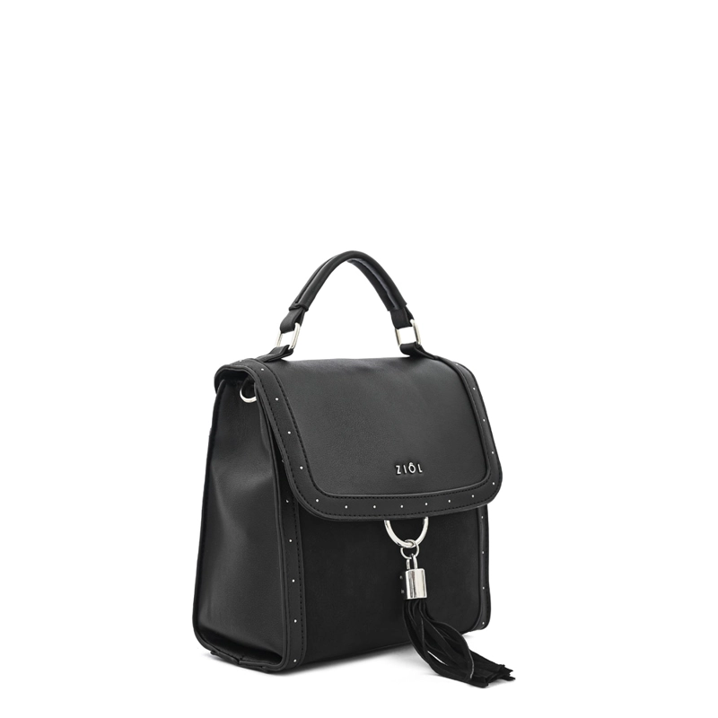 MOCHILA CON TAPA KIRA PEQUEÑA NEGRO - 2