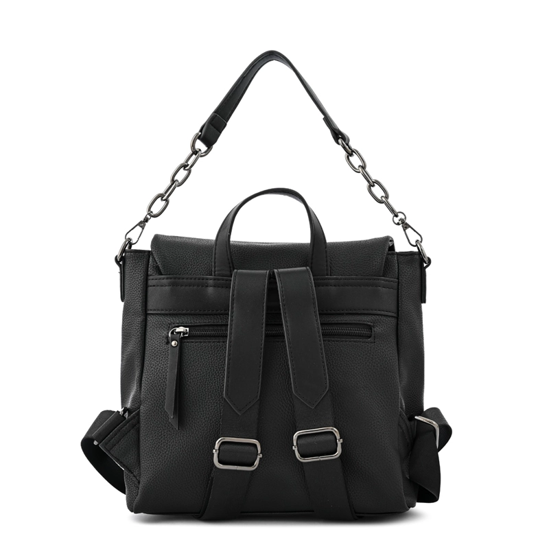 MOCHILA CON TAPA NYDIA PEQUEÑA NEGRO - 3