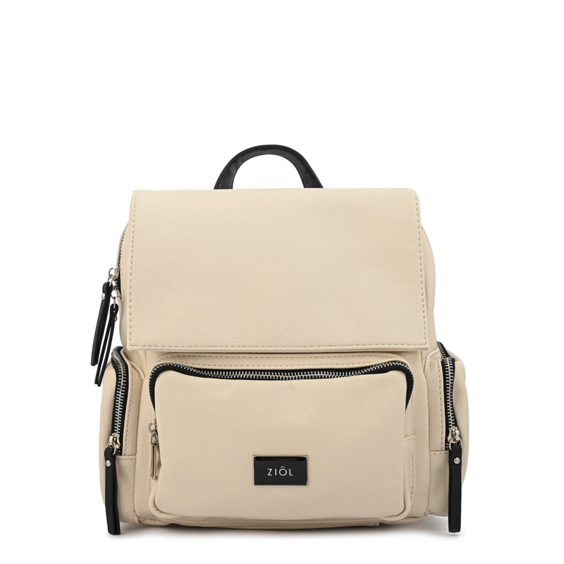 MOCHILA CON TAPA MILA PEQUEÑA BLANCO CRUDO - 1