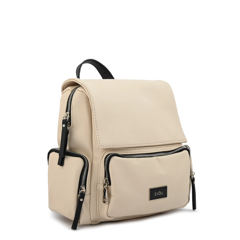 MOCHILA CON TAPA MILA PEQUEÑA BLANCO CRUDO - 2