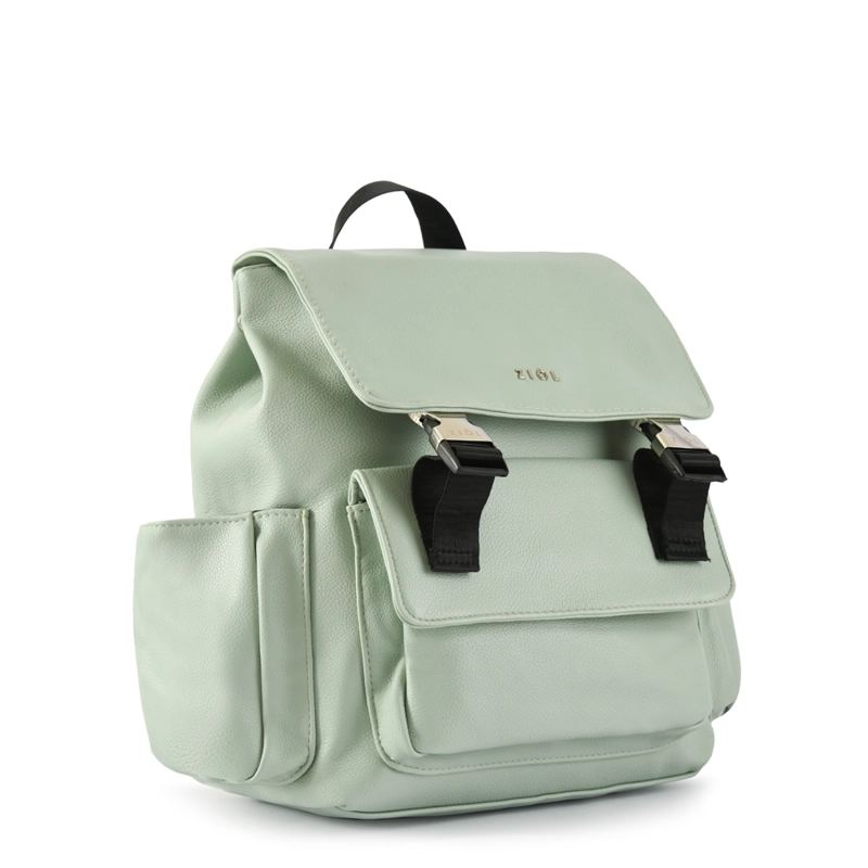 MOCHILA CON TAPA MEDIANA SAMARA VERDE AGUA - 2
