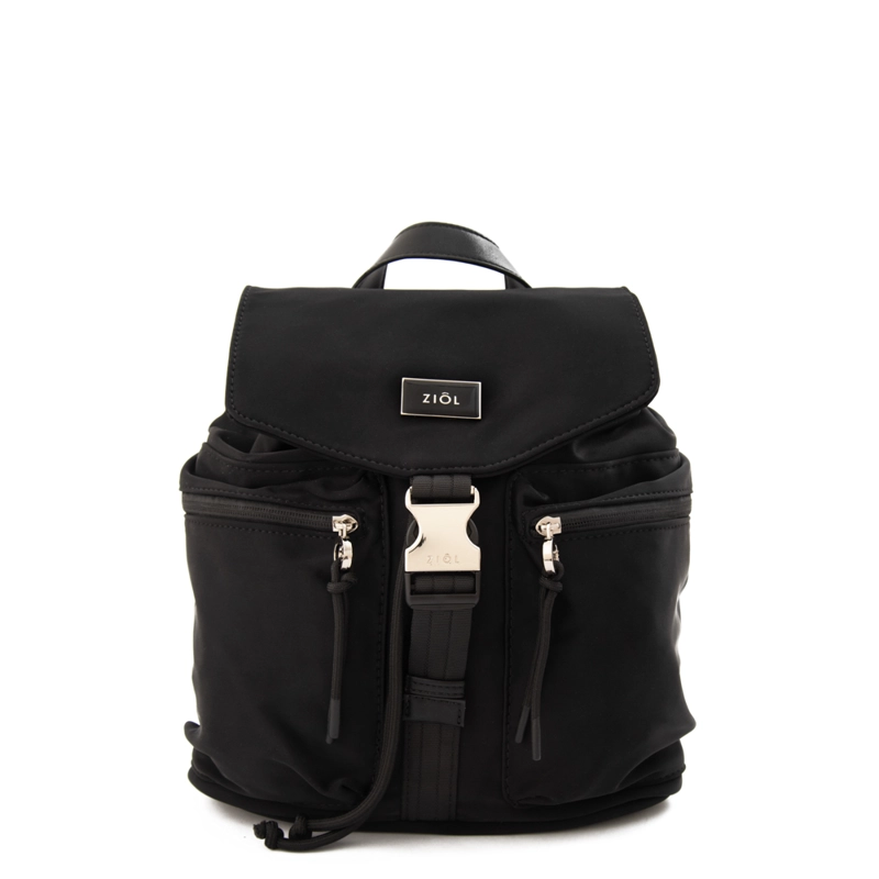 MOCHILA CON TAPA ELVAS MEDIANA NEGRO - 1