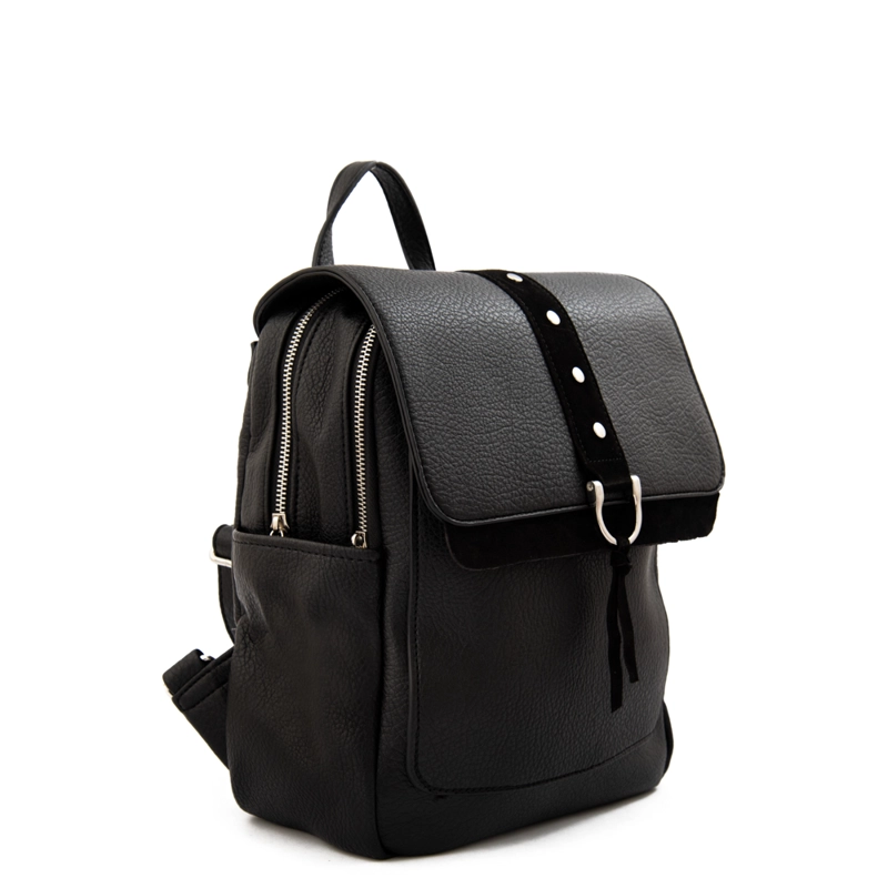 MOCHILA CON TAPA ALTHEA MEDIANA NEGRO - 2