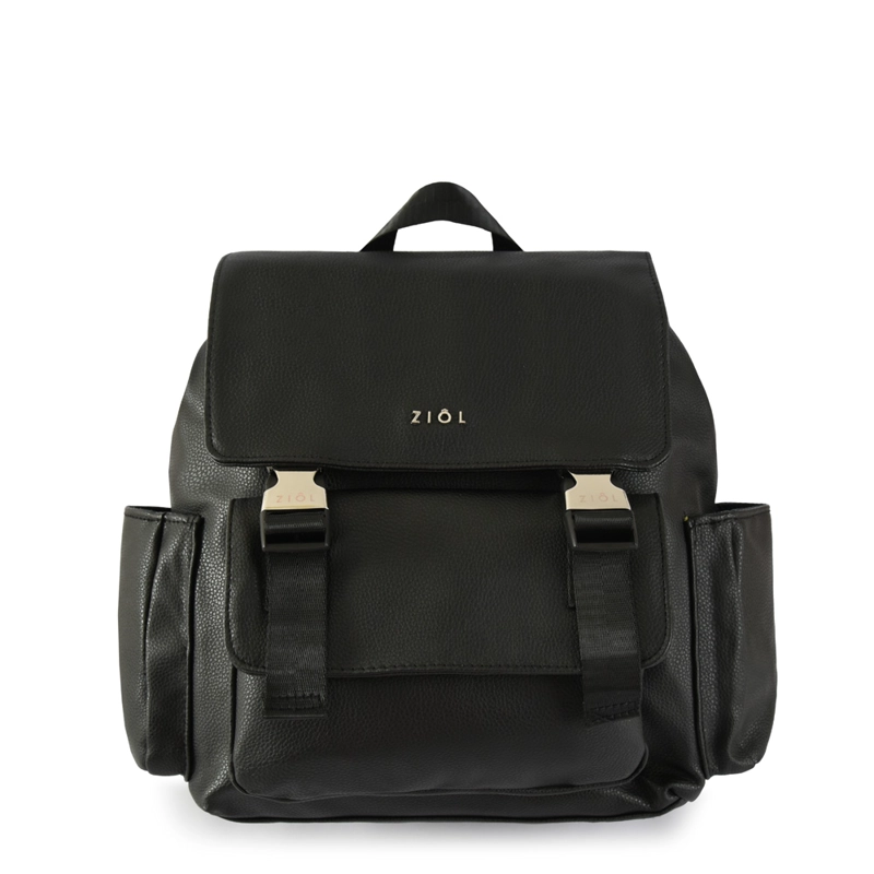 MOCHILA CON TAPA SAMARA NEGRO MEDIANA ZIOL - 1
