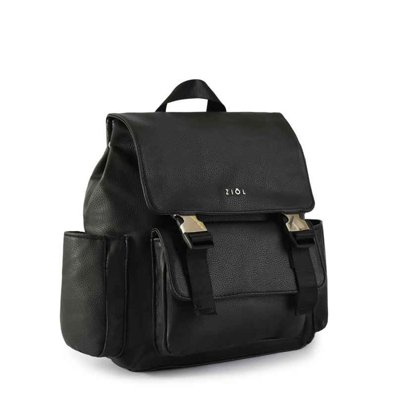MOCHILA CON TAPA SAMARA NEGRO MEDIANA ZIOL - 2