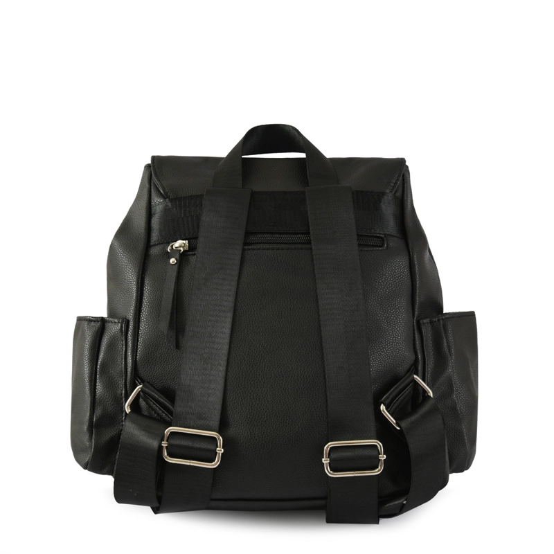 MOCHILA CON TAPA SAMARA NEGRO MEDIANA ZIOL - 3