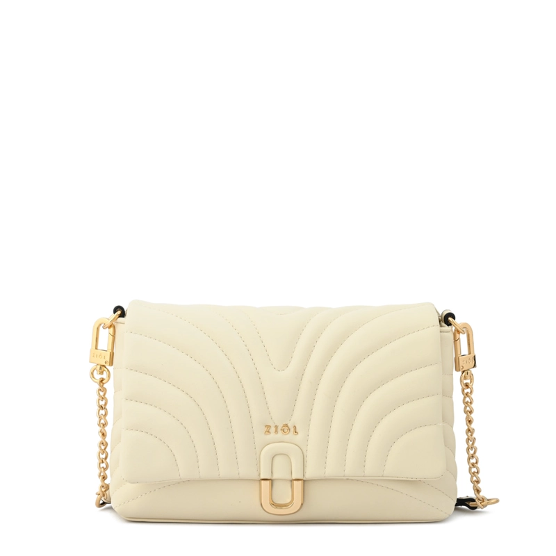 CARTERA BANDOLERA CON TAPA SHANNON PEQUEÑA BLANCO CRUDO - 1