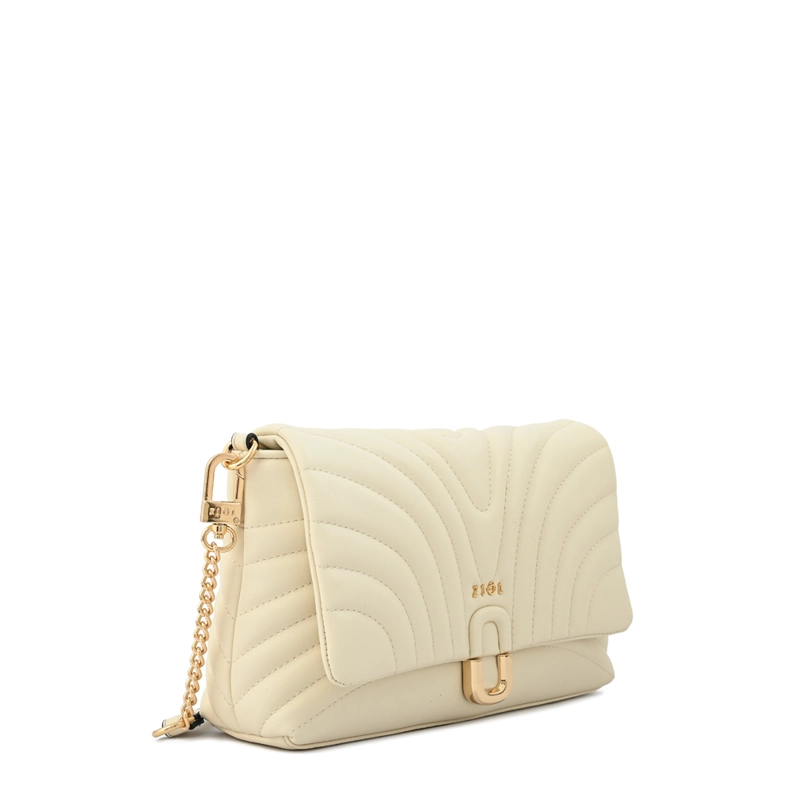 CARTERA BANDOLERA CON TAPA SHANNON PEQUEÑA BLANCO CRUDO - 2