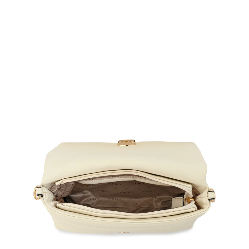 CARTERA BANDOLERA CON TAPA SHANNON PEQUEÑA BLANCO CRUDO - 4