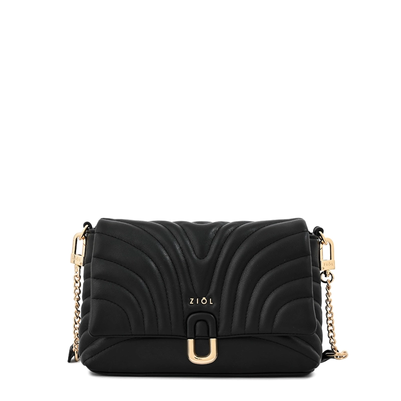 CARTERA BANDOLERA CON TAPA SHANNON PEQUEÑA NEGRO - 1