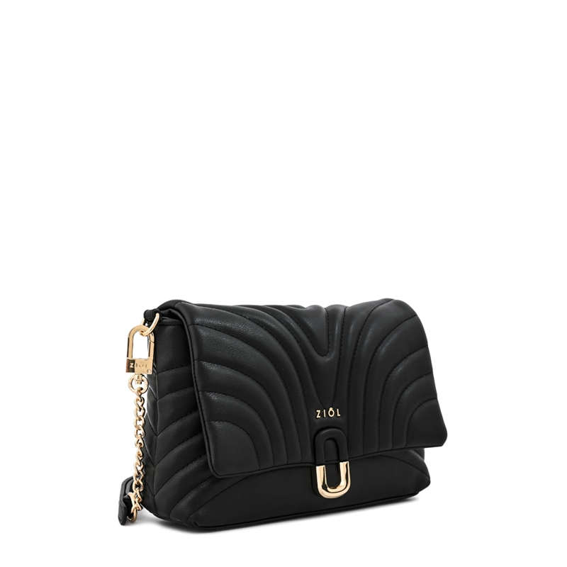 CARTERA BANDOLERA CON TAPA SHANNON PEQUEÑA NEGRO - 2