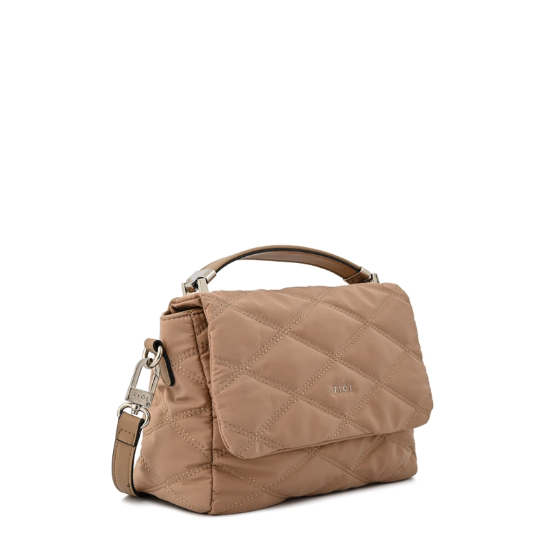 CARTERA BANDOLERA CON TAPA ELVIRA PEQUEÑA BEIGE OSCURO - 2