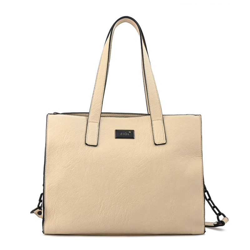 CARTERA TOTE TRES DIVISIONES NICKI MEDIANA BLANCO CRUDO - 1