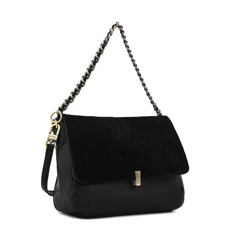 CARTERA BANDOLERA CON TAPA DORIS MEDIANA NEGRO ESPECIAL - 2