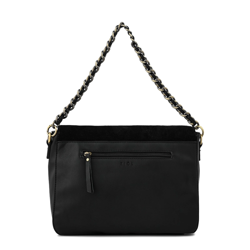 CARTERA BANDOLERA CON TAPA DORIS MEDIANA NEGRO ESPECIAL - 3