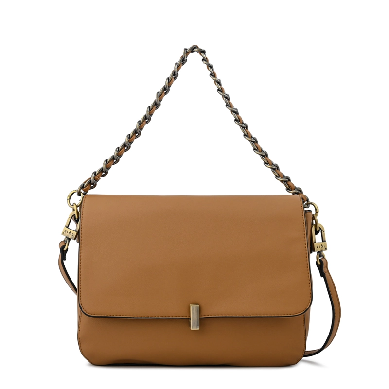 CARTERA BANDOLERA CON TAPA DORIS MEDIANA BEIGE - 1