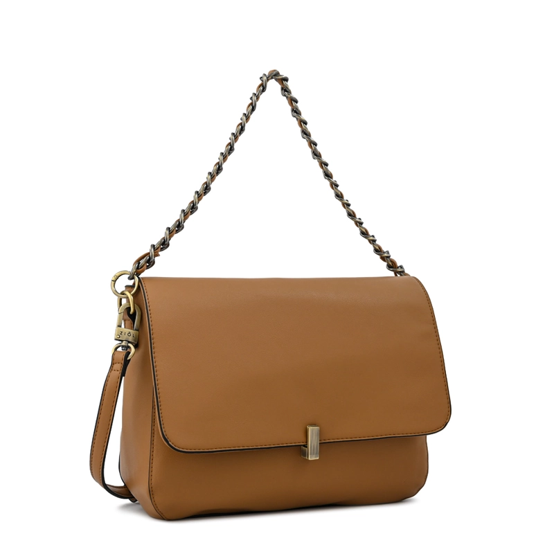 CARTERA BANDOLERA CON TAPA DORIS MEDIANA BEIGE - 2