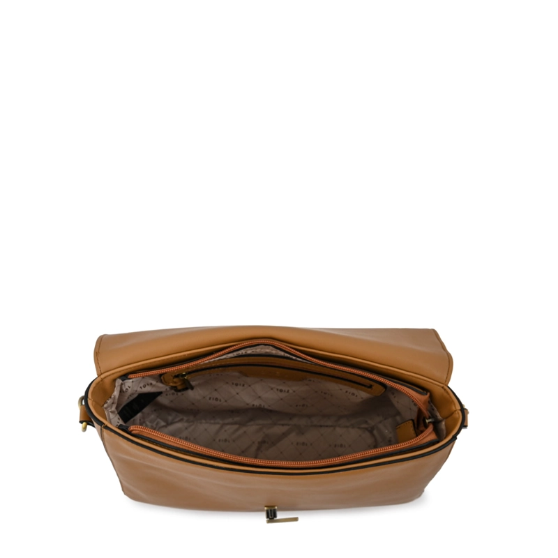 CARTERA BANDOLERA CON TAPA DORIS MEDIANA BEIGE - 4