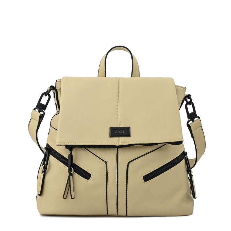 MOCHILA CON TAPA EMA MEDIANA BLANCO CRUDO - 1