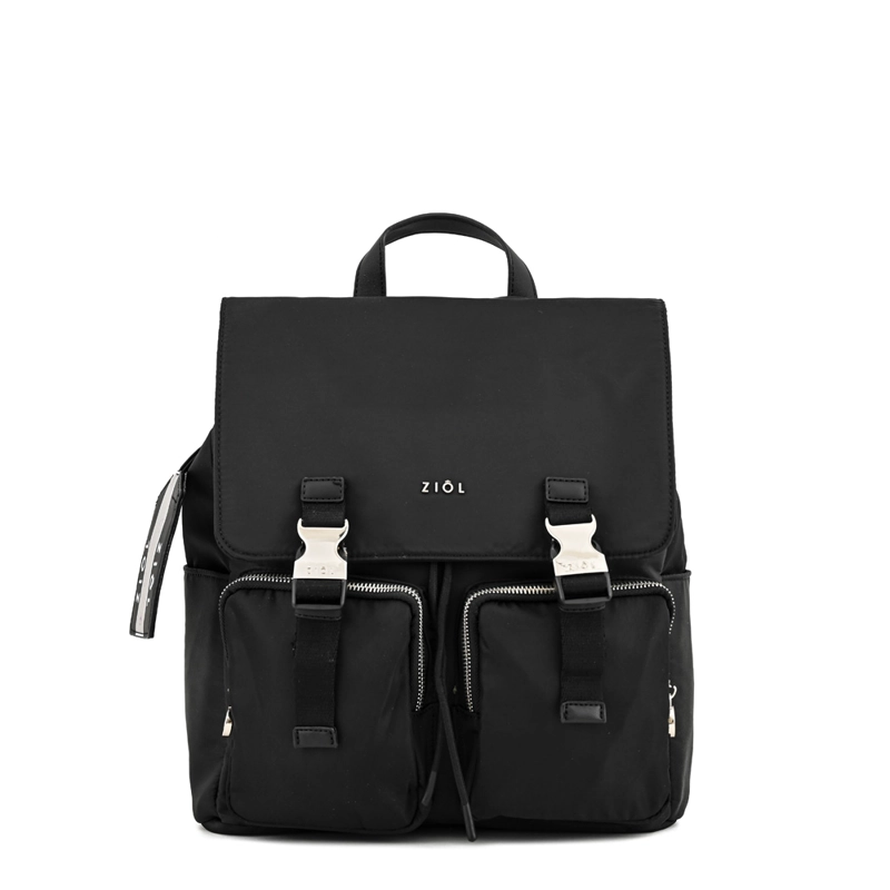 MOCHILA CON TAPA ODELIA MEDIANA NEGRO - 1
