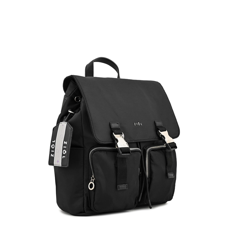 MOCHILA CON TAPA ODELIA MEDIANA NEGRO - 2