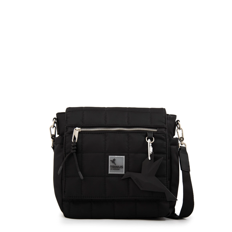 CARTERA BANDOLERA CON TAPA MEDIANA BELINA NEGRO - 1