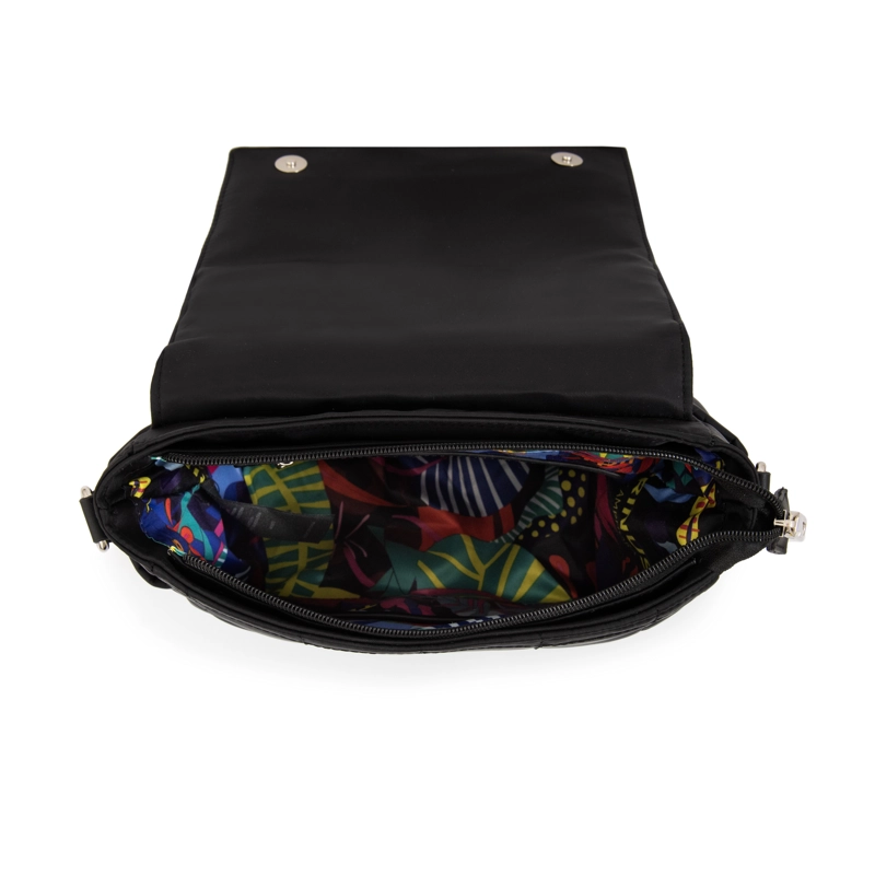 CARTERA BANDOLERA CON TAPA MEDIANA BELINA NEGRO - 4