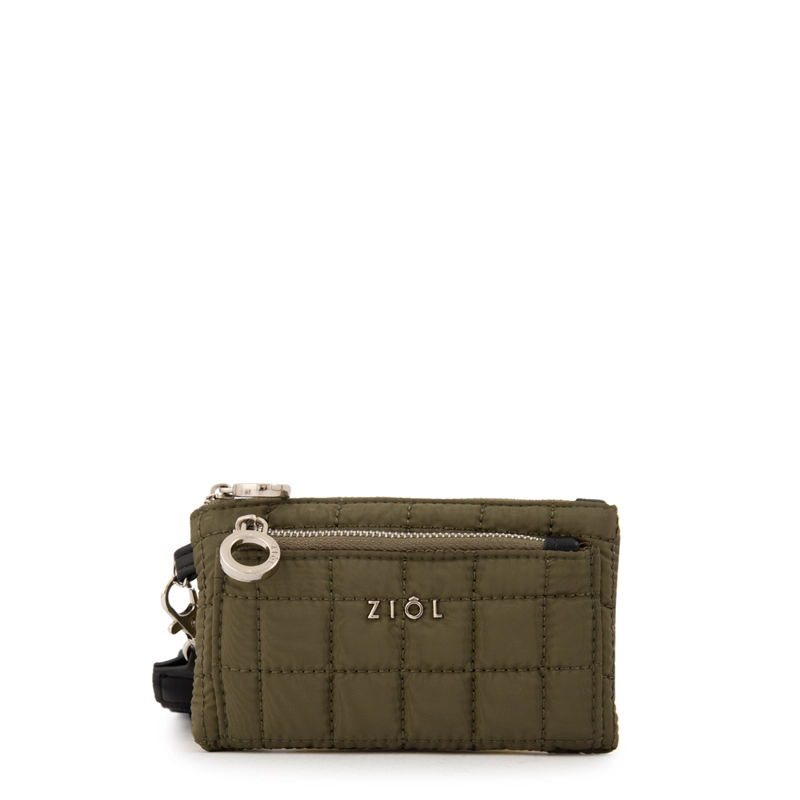 MONEDERO BOLSILLO FRONTAL NACHA PEQUEÑA VERDE OLIVA - 1